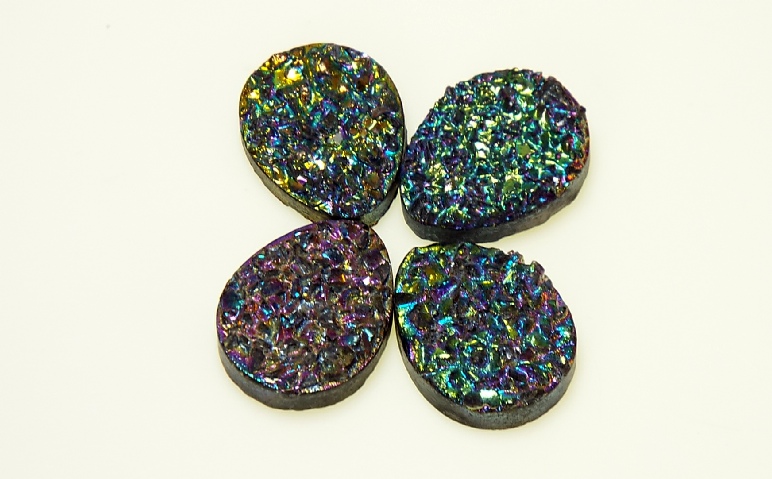 Druzy Quartz Rainbow Colored Cabochons