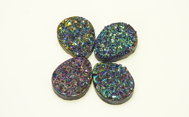 Druzy Quartz Rainbow Colored Cabochons