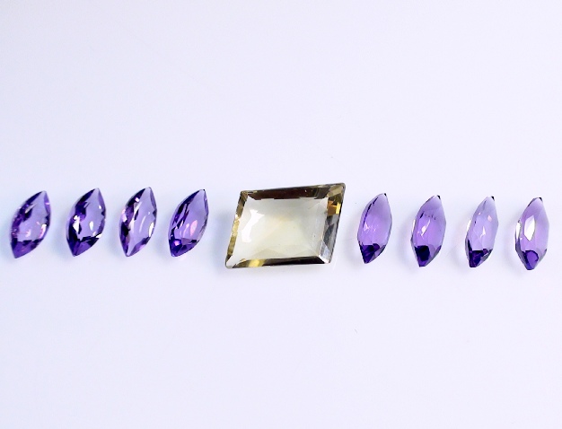 Yellow Talumi Lemon Quartz and Amethyst Marque Faceted Gemstone Kit of 40 carets